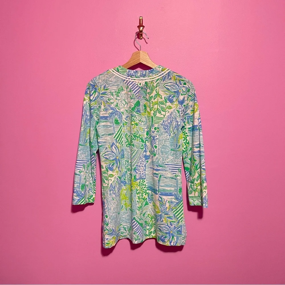 Lilly Pulitzer Tunic Women’s Size Small Kaia Knit Blue Green 3/4 Sleeve - Picture 6 of 8